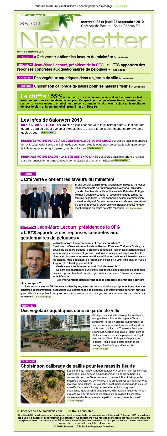 Maquette de newsletter